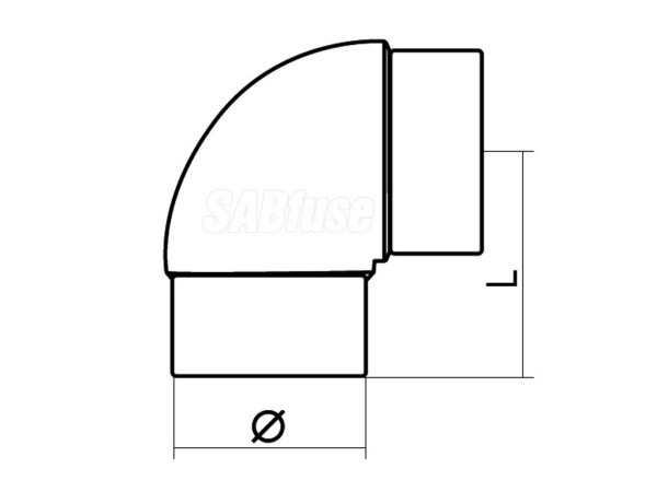 ОТВОД ЛИТОЙ 90° PE100 PN10 D75 ОТВОД ЛИТОЙ 90° PE100 PN10 D75